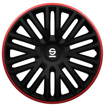 Sparco 4-Delige Wieldoppenset Bergamo 16-inch zwart/rood