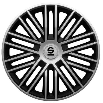 Sparco 4-Delige Wieldoppenset Bergamo 16-inch zilver/zwart