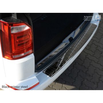 Avisa Zwart-Chroom RVS Achterbumperprotector passend voor Volkswagen Transporter T6 2015- & FL 2019- (met achterklep) 'Ribs'