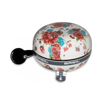 Basil Fietsbel Bloom 80 mm wit met bloemen
