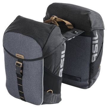 BASIL Dubbele fietstas Miles MIK 34 liter 13 x 26 x 35 cm zwart/grijs
