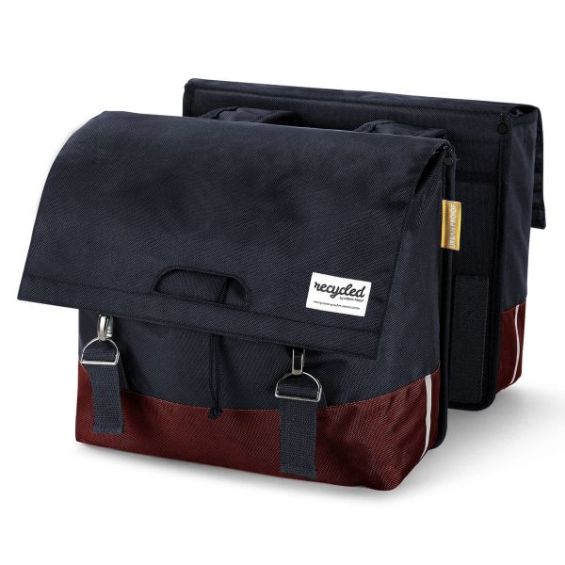 Urban Proof gerecyclede dubbele fietstas 40 liter bordeaux rood/grijs