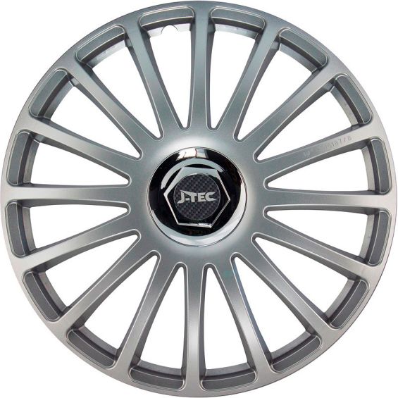 J-Tec 4-Delige Wieldoppenset Grand Prix SR 15-inch zilver + chroom ring
