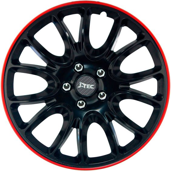 J-Tec 4-Delige Wieldoppenset Hero GTR 13-inch zwart/rode rand