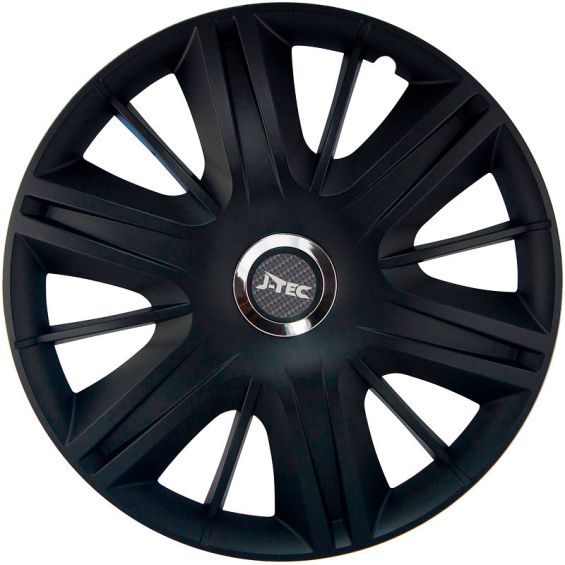 J-Tec 4-Delige Wieldoppenset Maximus 16-inch zwart + chroom ring