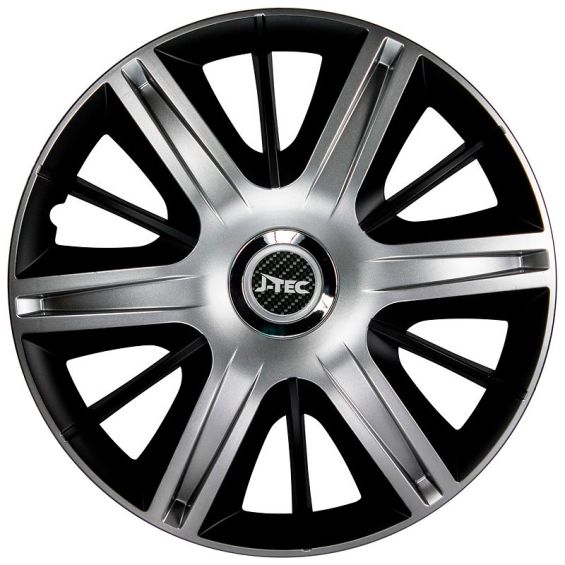 J-Tec 4-Delige Wieldoppenset Maximus 16-inch zilver/zwart + chroom ring