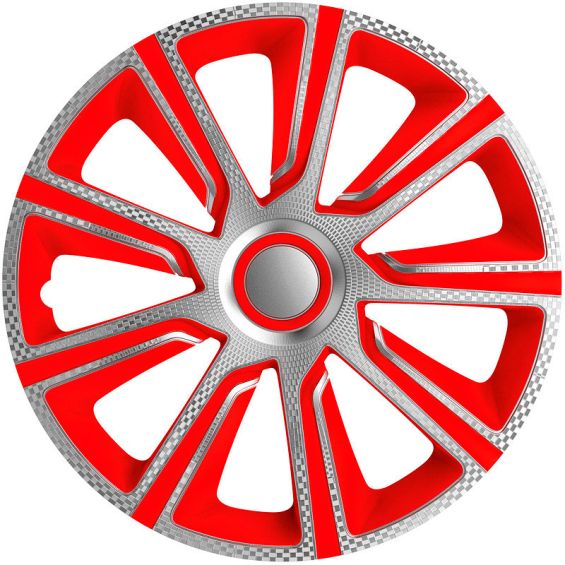 J-Tec 4-Delige Wieldoppenset Veron 13-inch zilver/rood/carbon-look
