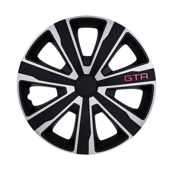 J-Tec 4-Delige Wieldoppenset GTR Carbon 14-inch zilver/zwart