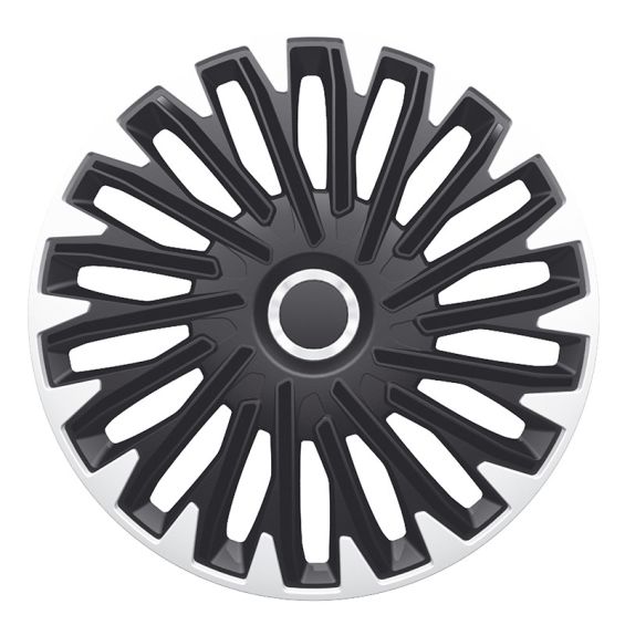 AutoStyle 4-Delige Wieldoppenset Quantum Pro 15-inch zilver/zwart + chroom ring