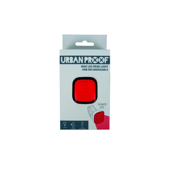 Urban Proof LED fiets achterlicht vierkant -USB oplaadbaar