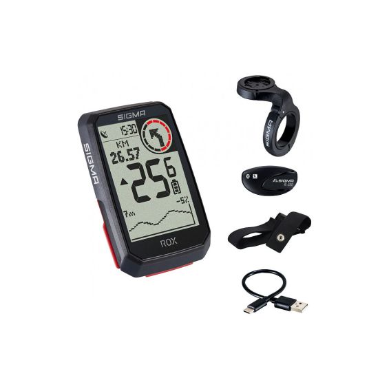Sigma GPS Fietscomputer ROX 4.0 GPS HR set met overclamp Butler stuurhouder zwart