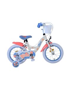 Disney Stitch Kinderfiets Meisjes 14 inch Creme Koraal Blauw Twee handremmen 2025